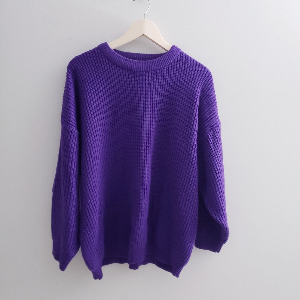 Roaman's- Vintage oversized purple knitted sweater